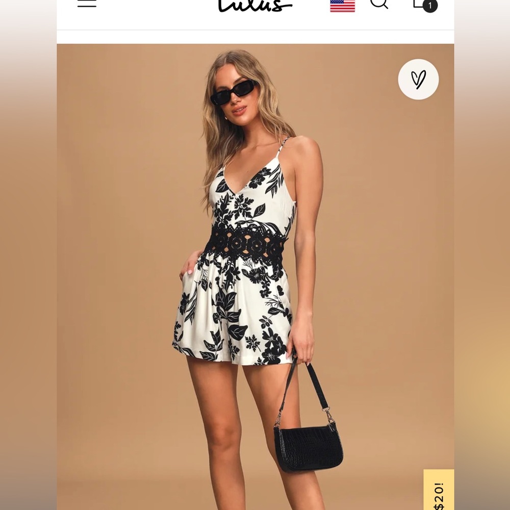 Lulus white and black floral romper